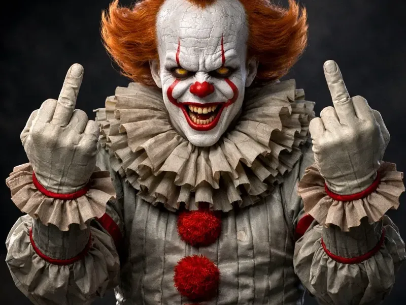 pennywise flipping the bird with both hands
