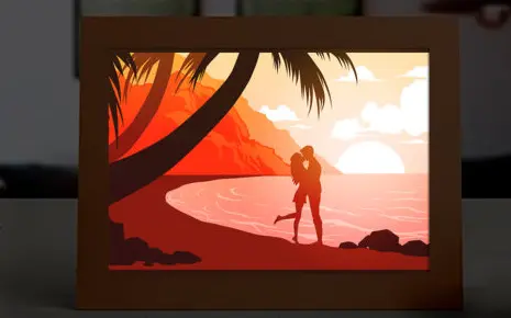Lovers on the beach shadow box