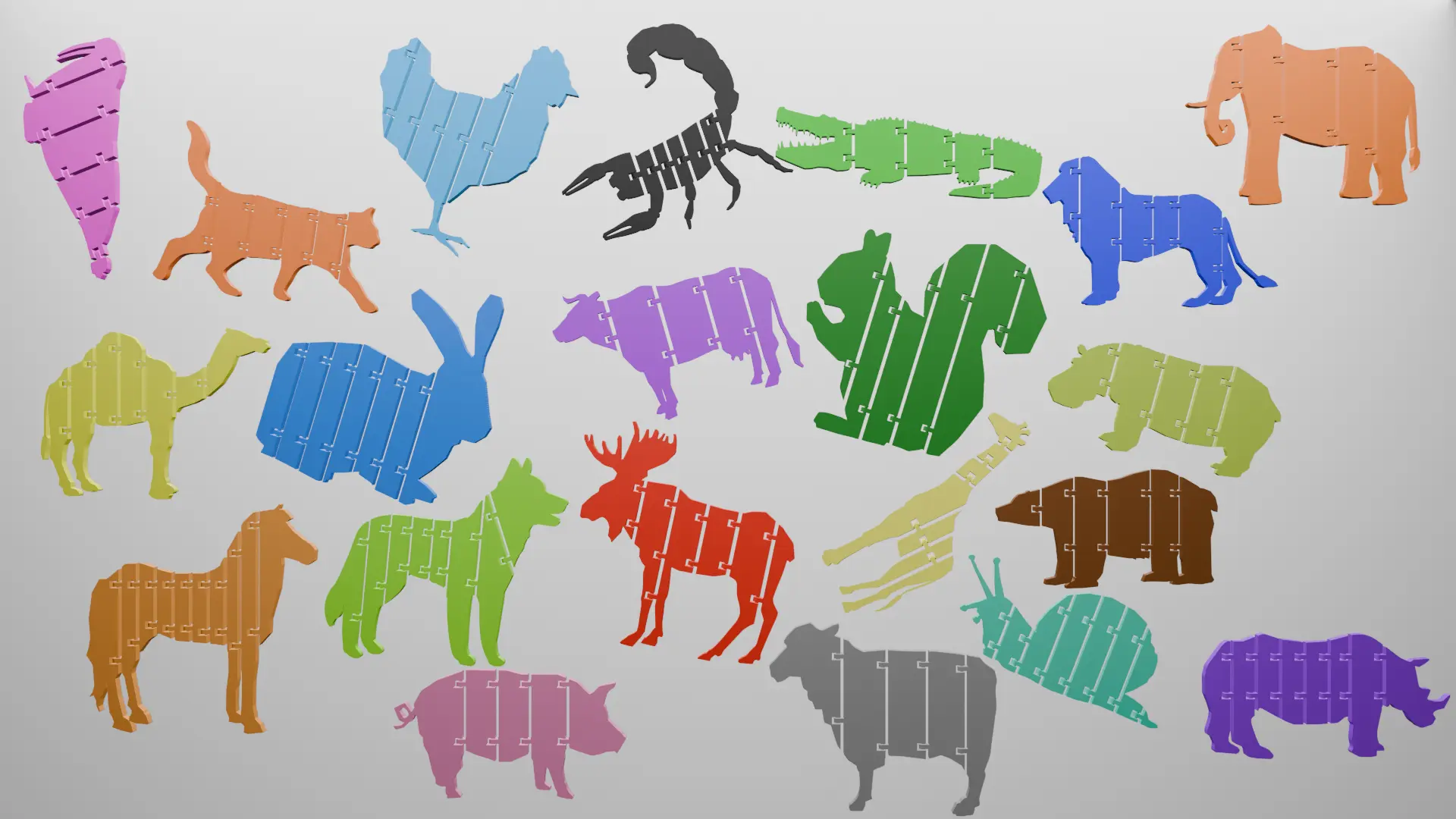 Flexible Animals 20 Pack (Print In Place)