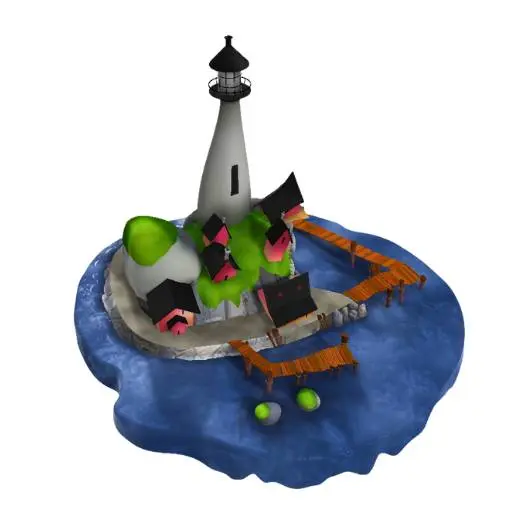 Stylized Lighthouse Island Scenery 3D Model STL Printable