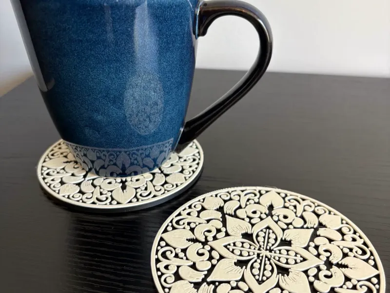 Beautiful Ornamental Coasters with raised 2mm pattern