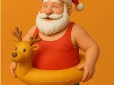Santa Claus with inflatable pool-0