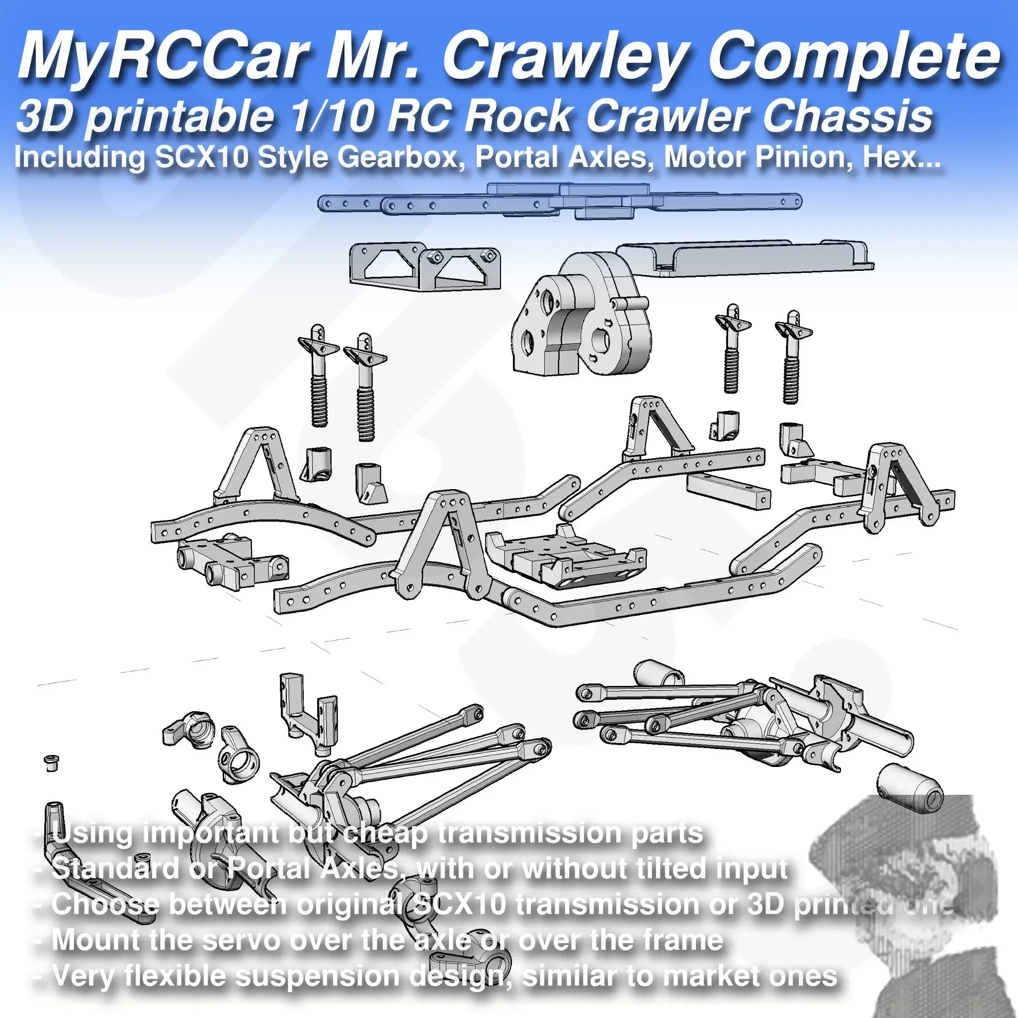 MyRCCar Mr. Crawley Complete. 1/10  RC Rock Crawler Chassis