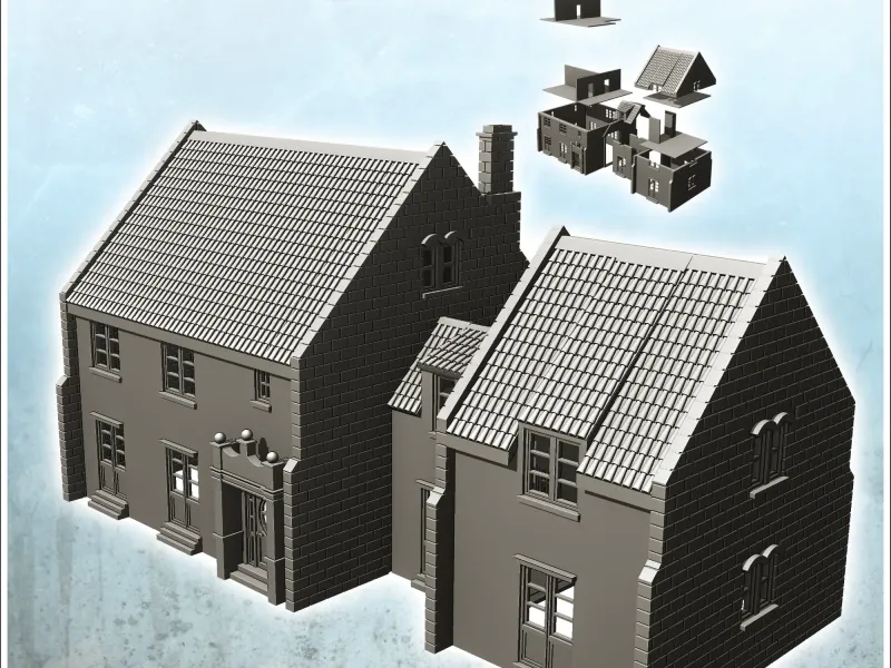 Double houses with central building and floor (6) - miniatur