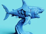 Mecha Shark Attack Statue | Sci-Fi Ocean Figure-2