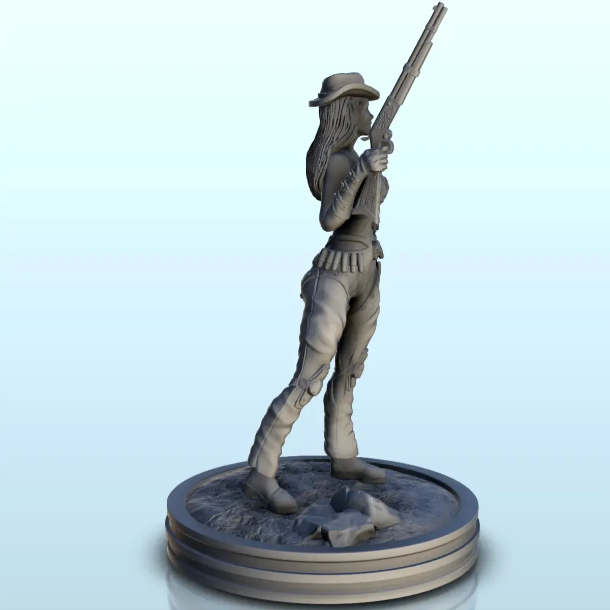 Cowgirl with rifle and gun (16) - Old West Figure miniature