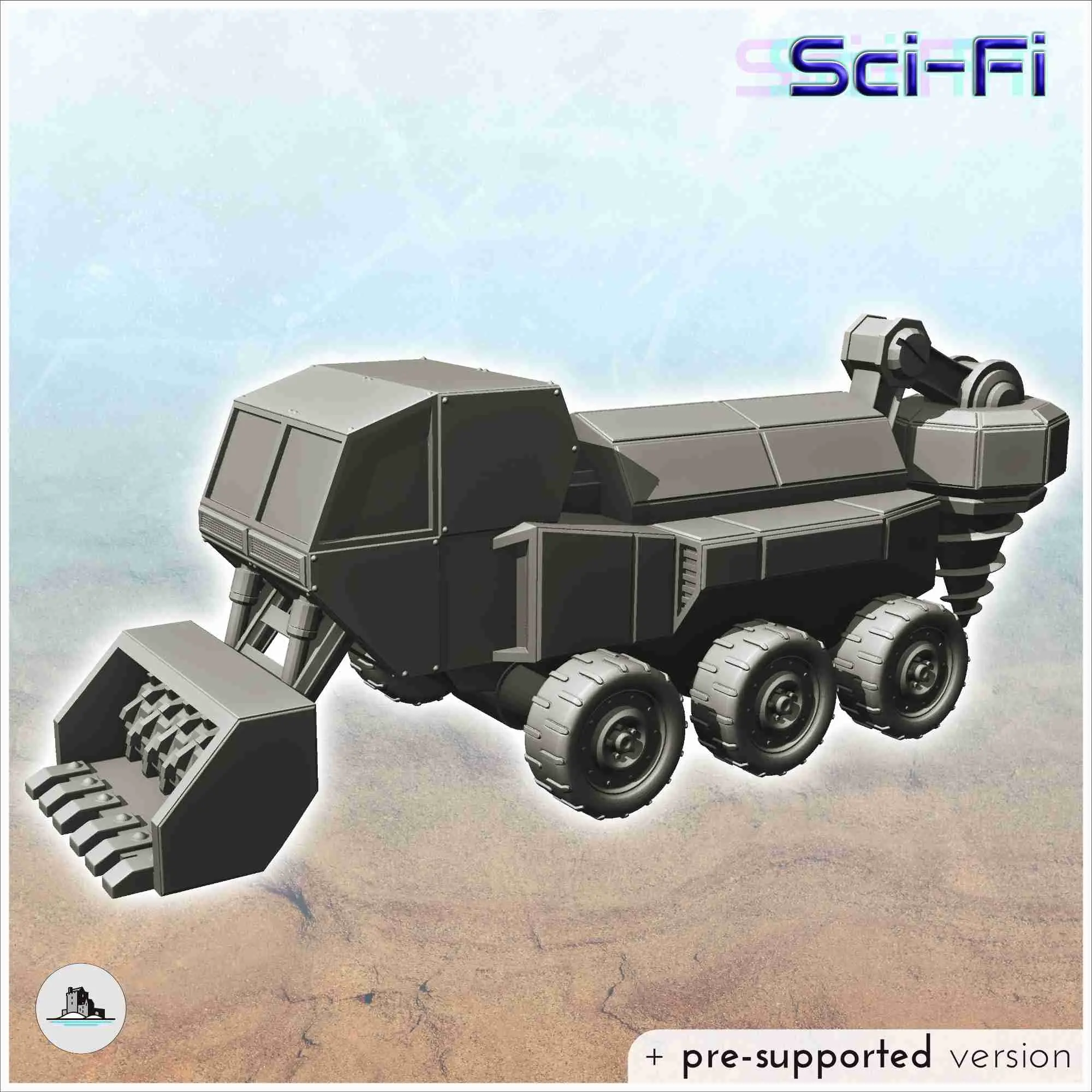 Camión minero futurista con pala y taladro (2) - miniatur