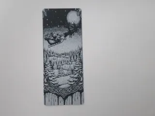 Santa Sleigh Flying Snowy Forest Bookmark