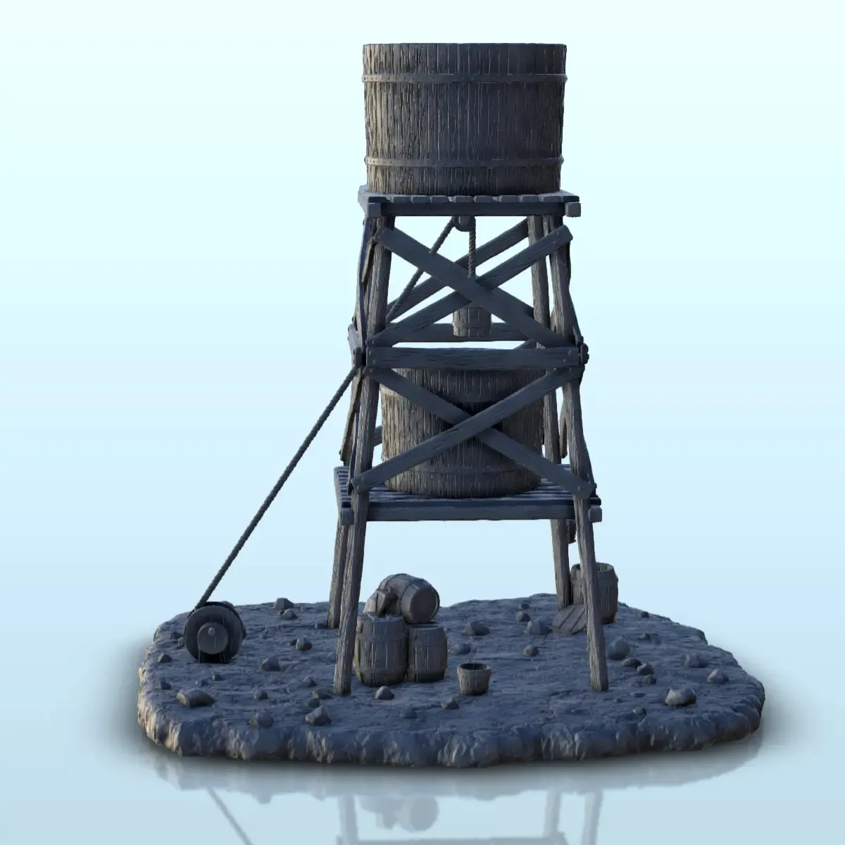 Double water tank with pulley - Terrain scenery West Old