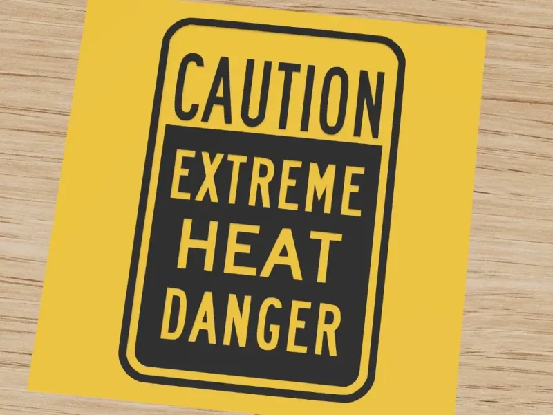 Caution sign for extreme heat danger