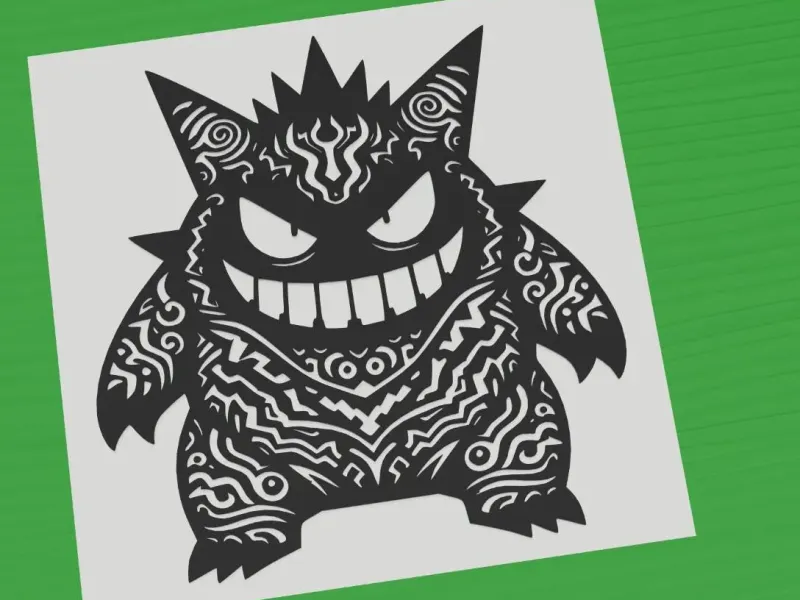 Gengar Pokemon tribal black white design