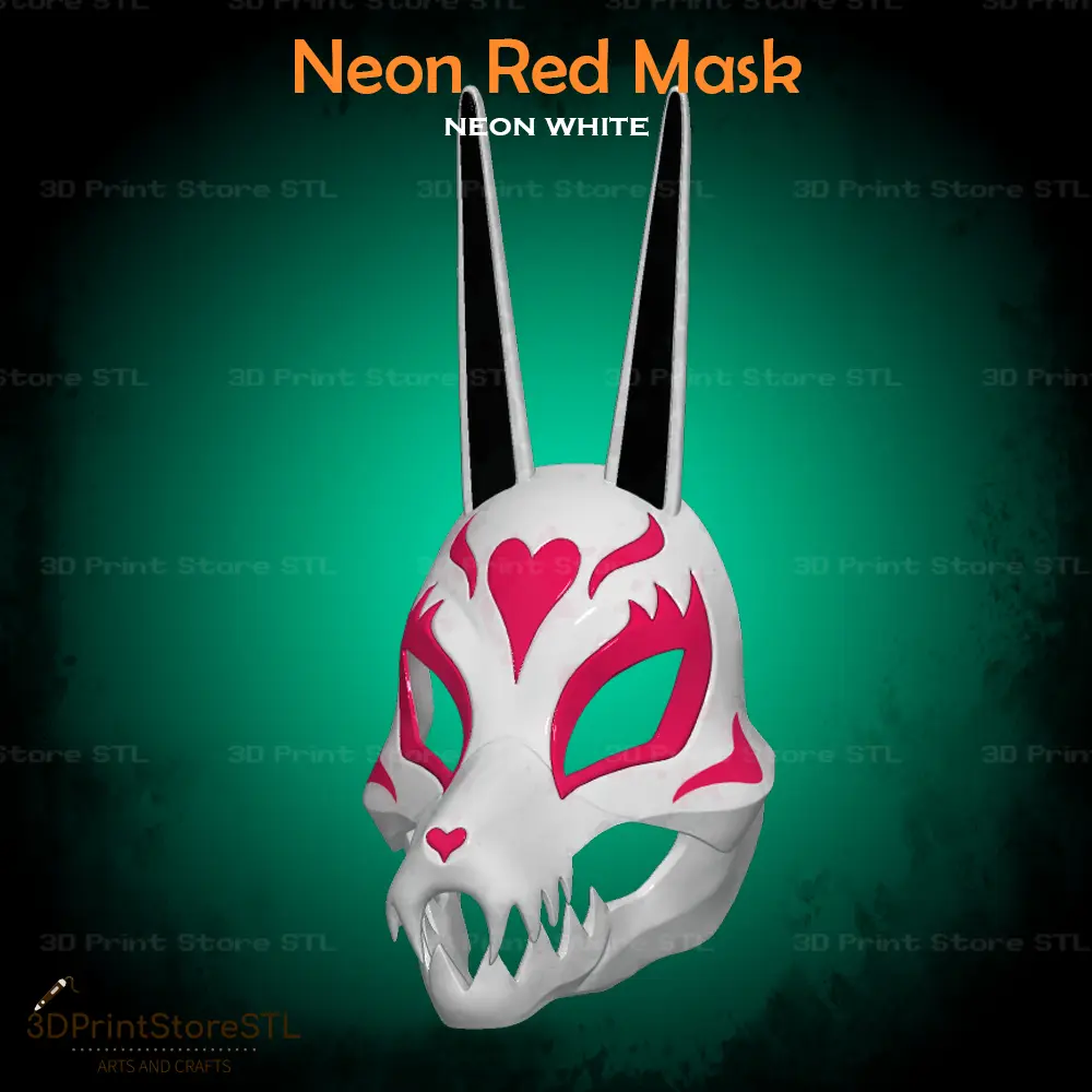 Red Mask Cosplay Neon White Game - STL File