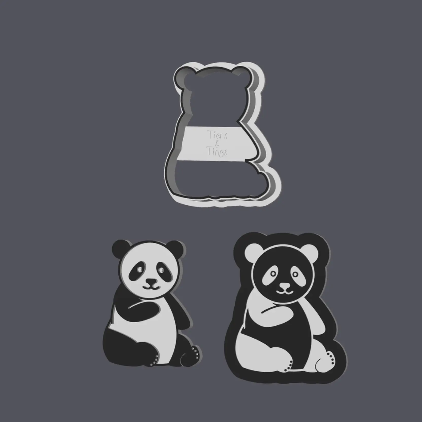 Panda - Cookie Cutters with stamp and embosser.