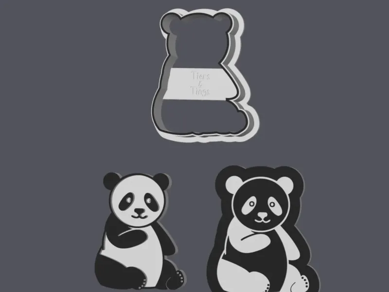 Panda - Cookie Cutters with stamp and embosser.