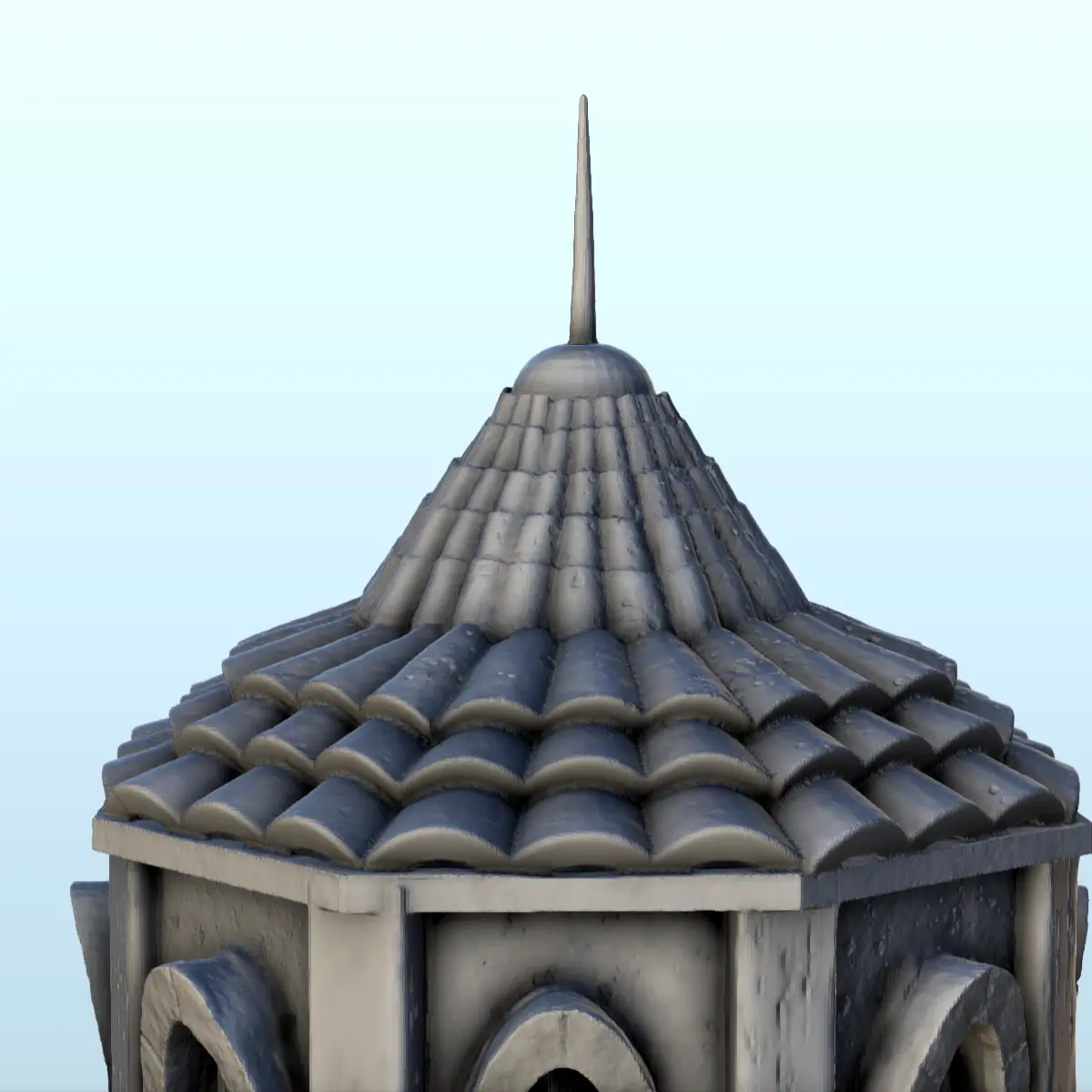 Torre medieval con tejado de tejas (7) - escenografía medieval mini