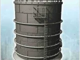 Chemical or industrial oil storage tank with access ladder (-3
