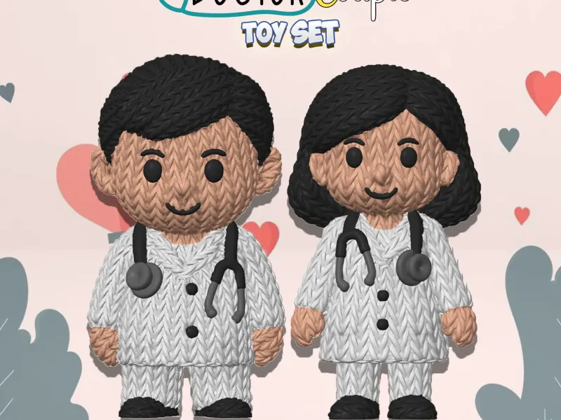 Cute Doctor Boy and Girl Couple – Knitted – Crochet