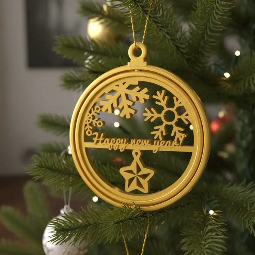 "Happy New Year" Festive FDM Christmas Ornament