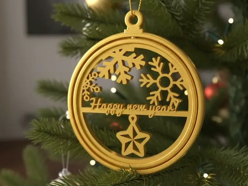 "Happy New Year" Festive FDM Christmas Ornament