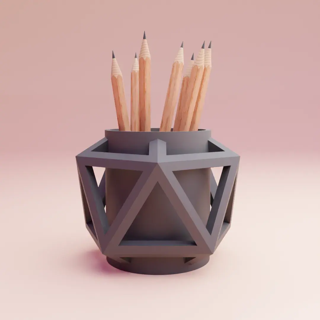 pencil holder desk organizer geometric icosahedron