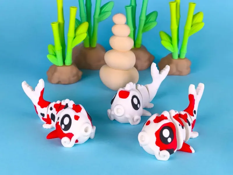 Niedlicher Flexi Koi (Spielzeug, Schlüsselanhänger & Magnet) Japanischer Karpfen