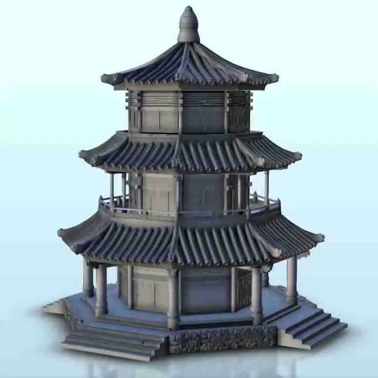 Pagoda ottagonale a due piani con colonne 18 - Giappone Cina K