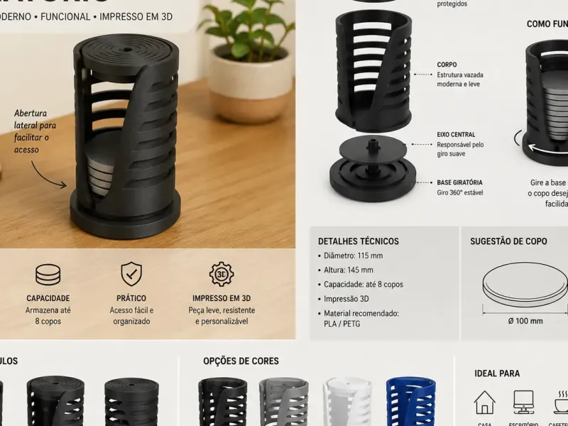porta copos com suporte 