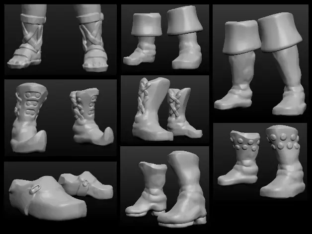Sculptris OBJ Bits: Fantasy-Schuhe und -Stiefel