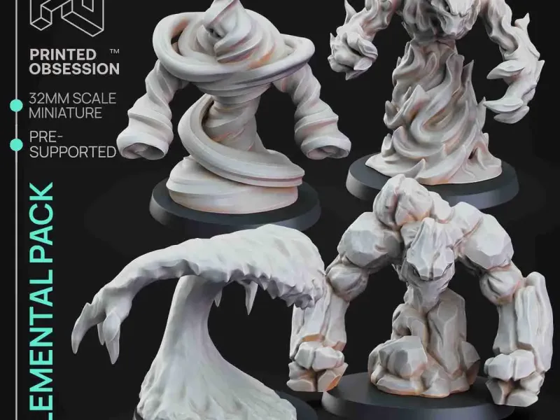 pacote 4 Elemental - PRÉ-APRESENTADO - Escala 32mm - D&amp;D