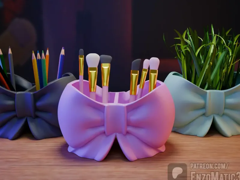 bow, Makeup brush organizer, pencil holder, flower pot