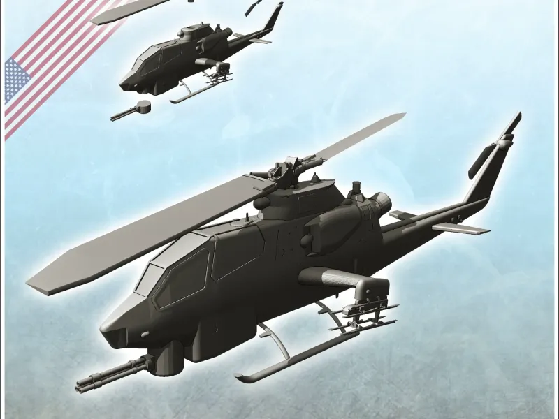 Bell AH-1 Huey Cobra Snake helicopter - miniatures warhammer