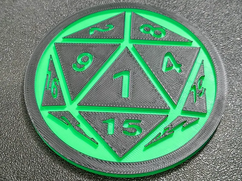 D20 Dice Rolled 1 Epic Fail  D&D  dungeons an Coaster 90x4mm