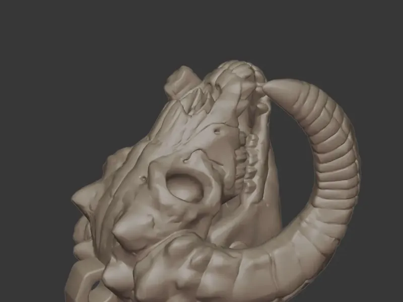 Horned Skull – Ram / Demonic Skull Sculpture 3D Printable Mo