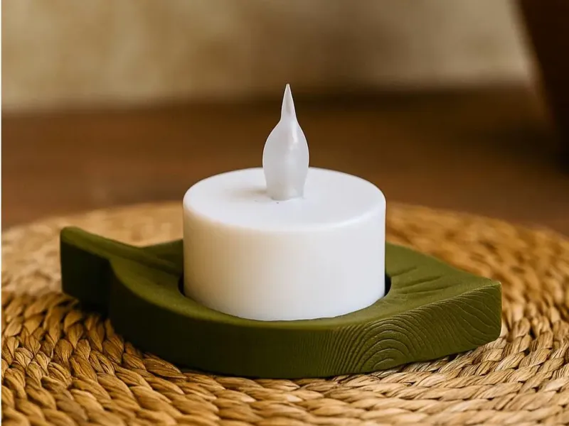 Leafy Tealight Holder — Nature-Inspired LED Stand