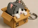 Pixel Cat in Box Keychain-1