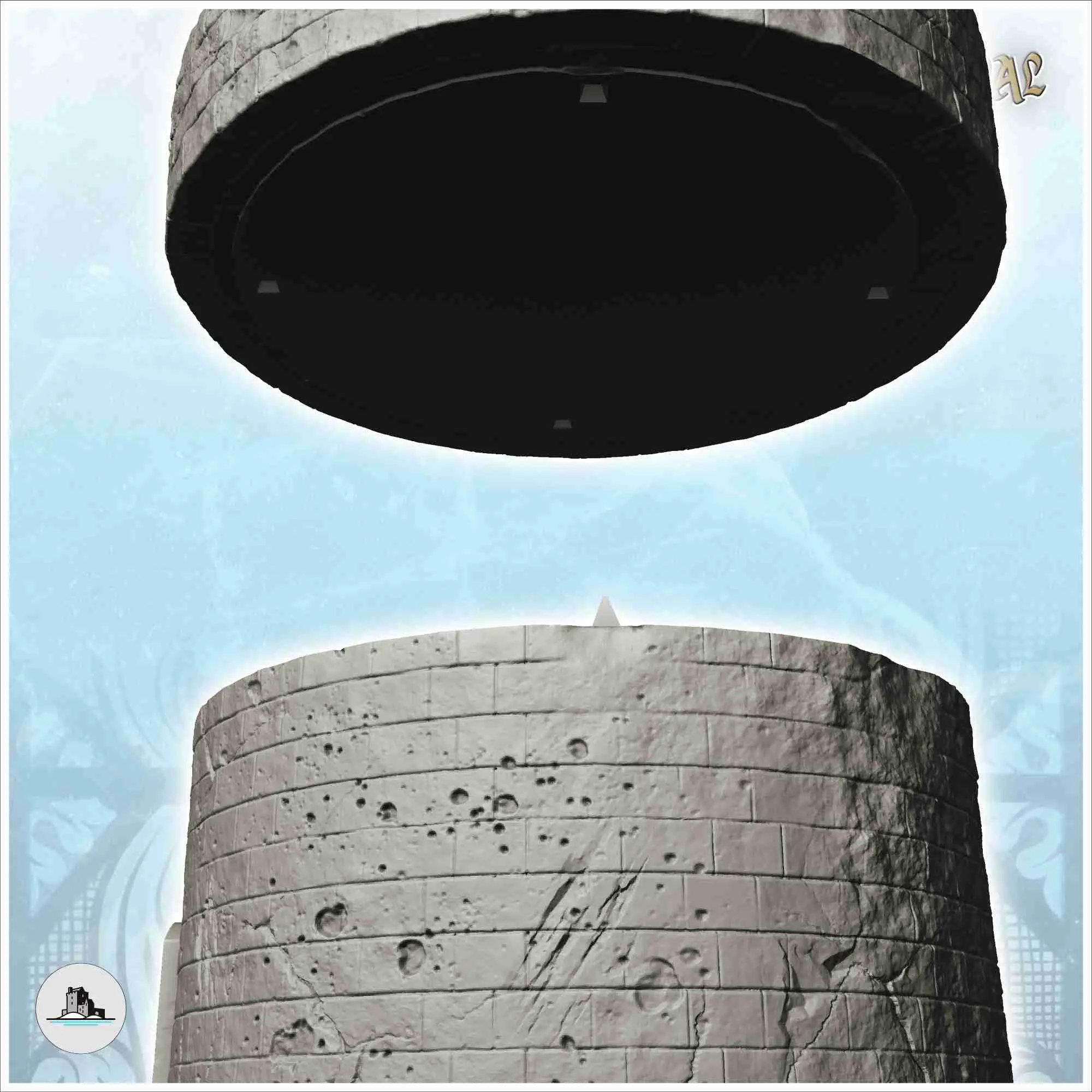 Gran atalaya medieval redonda de piedra con puerta de madera (9) -