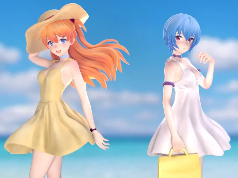 Asuka and Rei Summer Dress - Evangelion 3D Printing Model