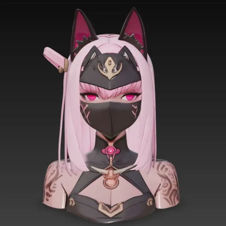 Ninja girl in a mask with ears