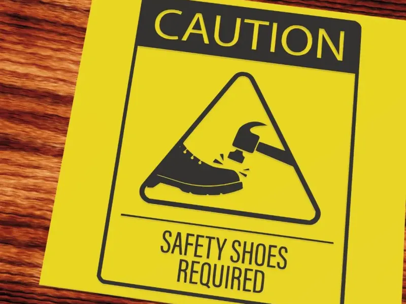 Caution safety shoes required Sign