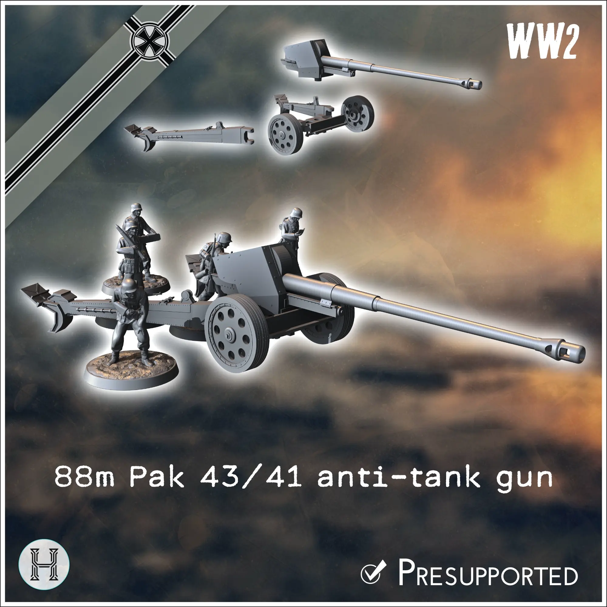 88m Pak 43-41 German anti-tank gun - miniatures ww2 vehicle | 3D models ...