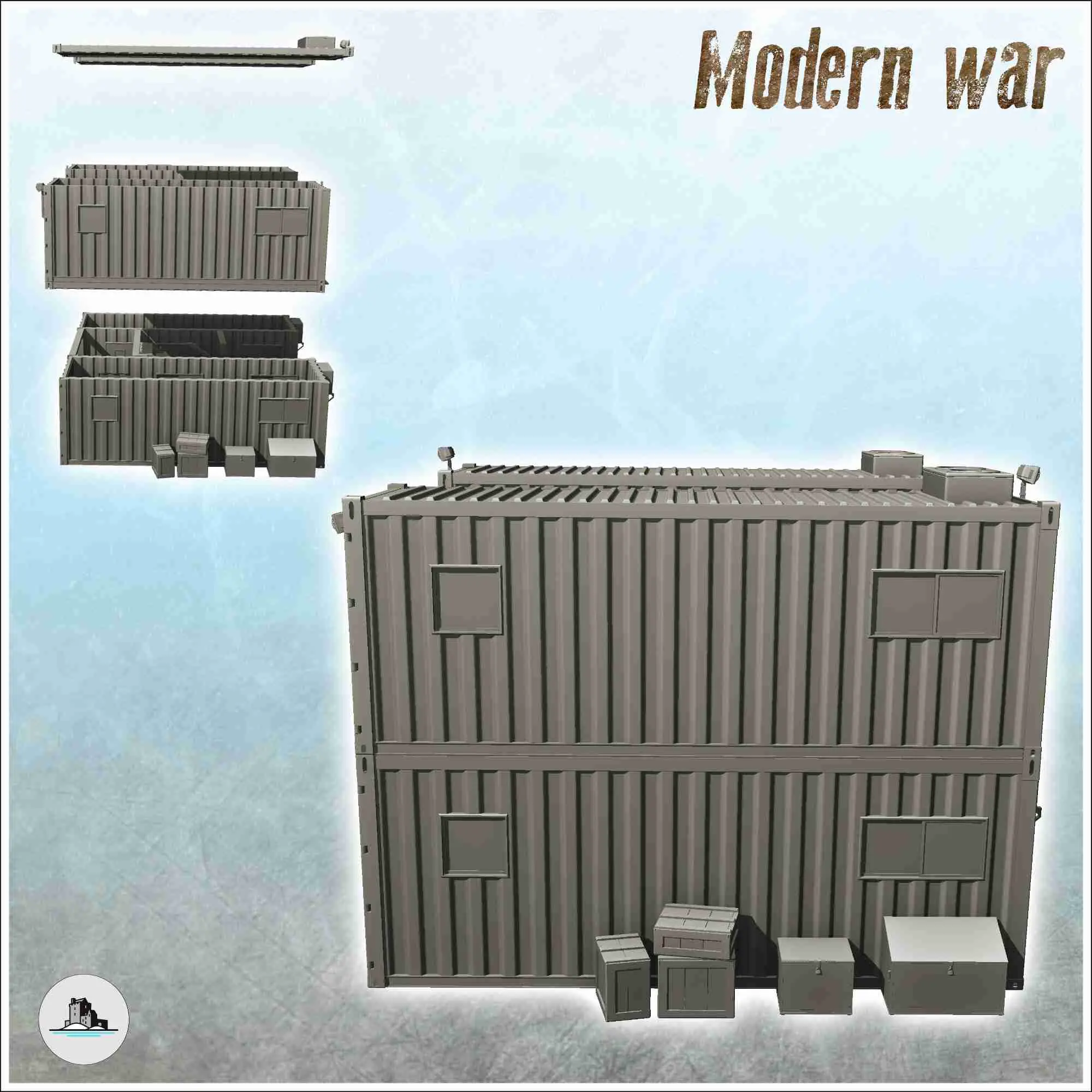 Poste de commandement moderne en containers (1) - scenery miniatures c