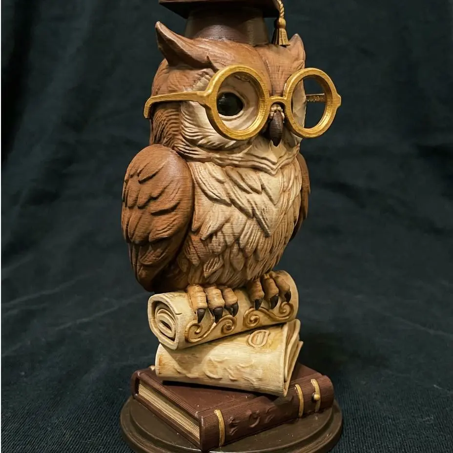 Wise Scholar Owl Statue | Graduation Owl Figurine