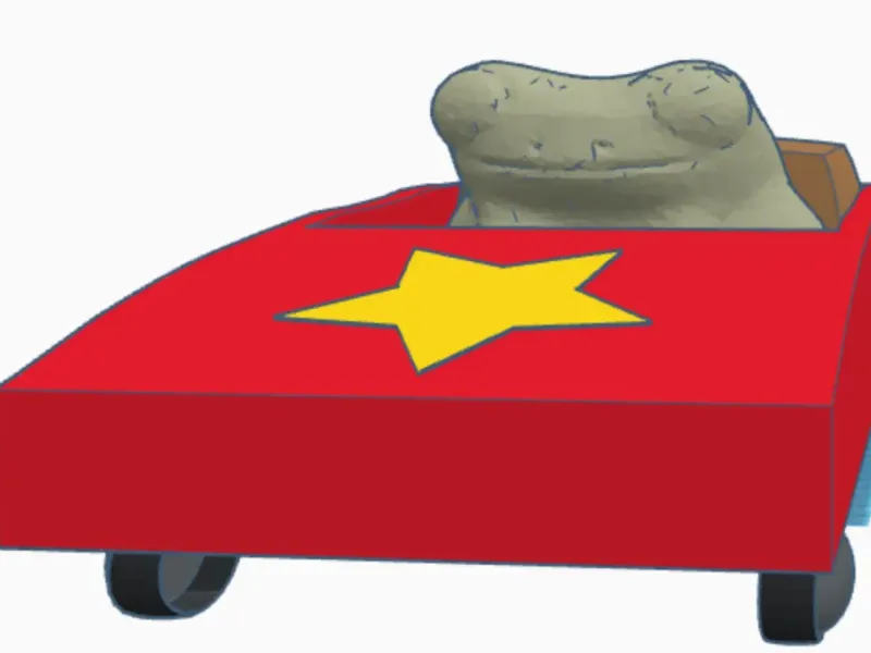 la rana fred en un kart