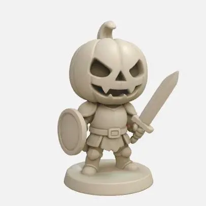 Pumpkin warrior Miniature 3D Printable D&D Character | Hallo