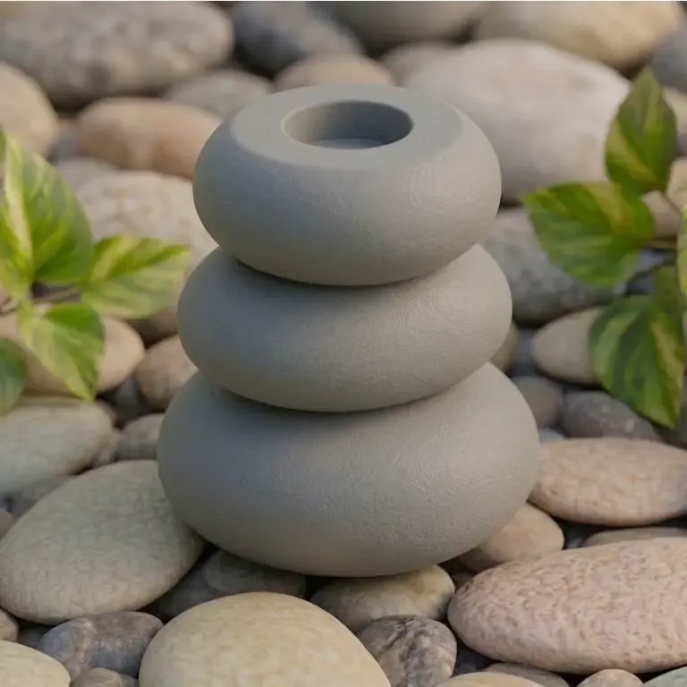 Zen-Steinstapel-Kerzenhalter - 3D-gedruckte Gelassenheit