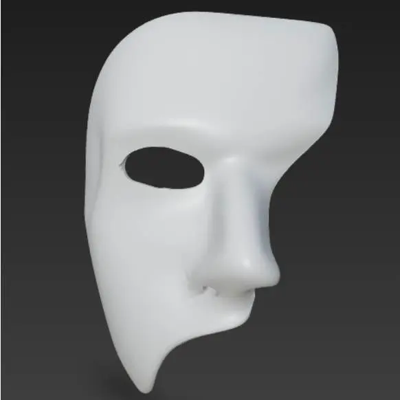 Phantom Mask 3D Model Minimalist Half Face Masquerade