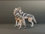 Embracing Wolf Couple Figurine 3D Model-5
