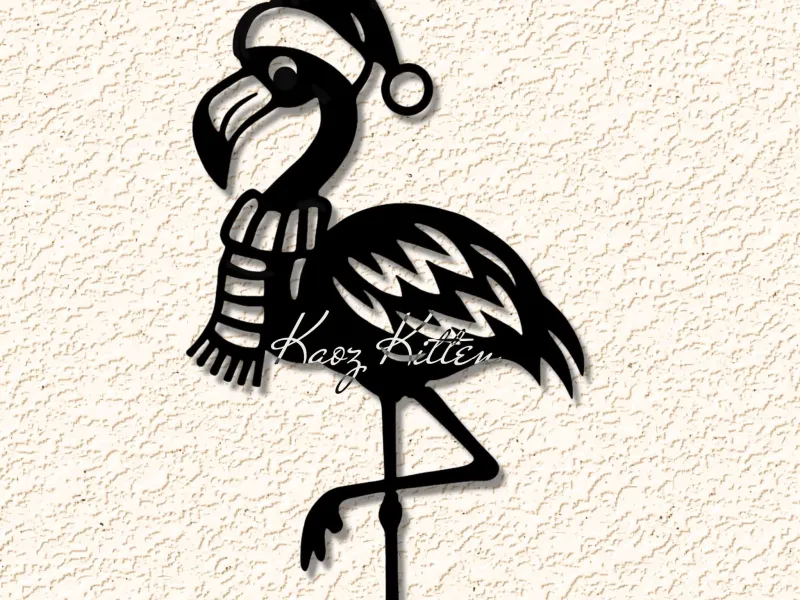 christmas flamingo santa hat ornamnet
