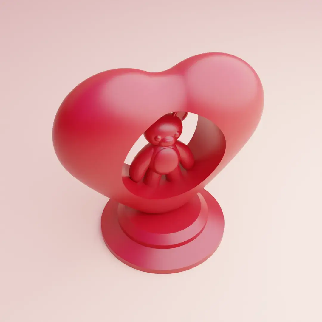 teddy bear inside a heart valentines decor