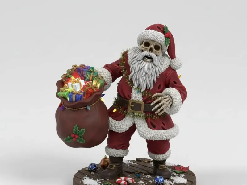 Christmas Santa's Skull miniature dnd